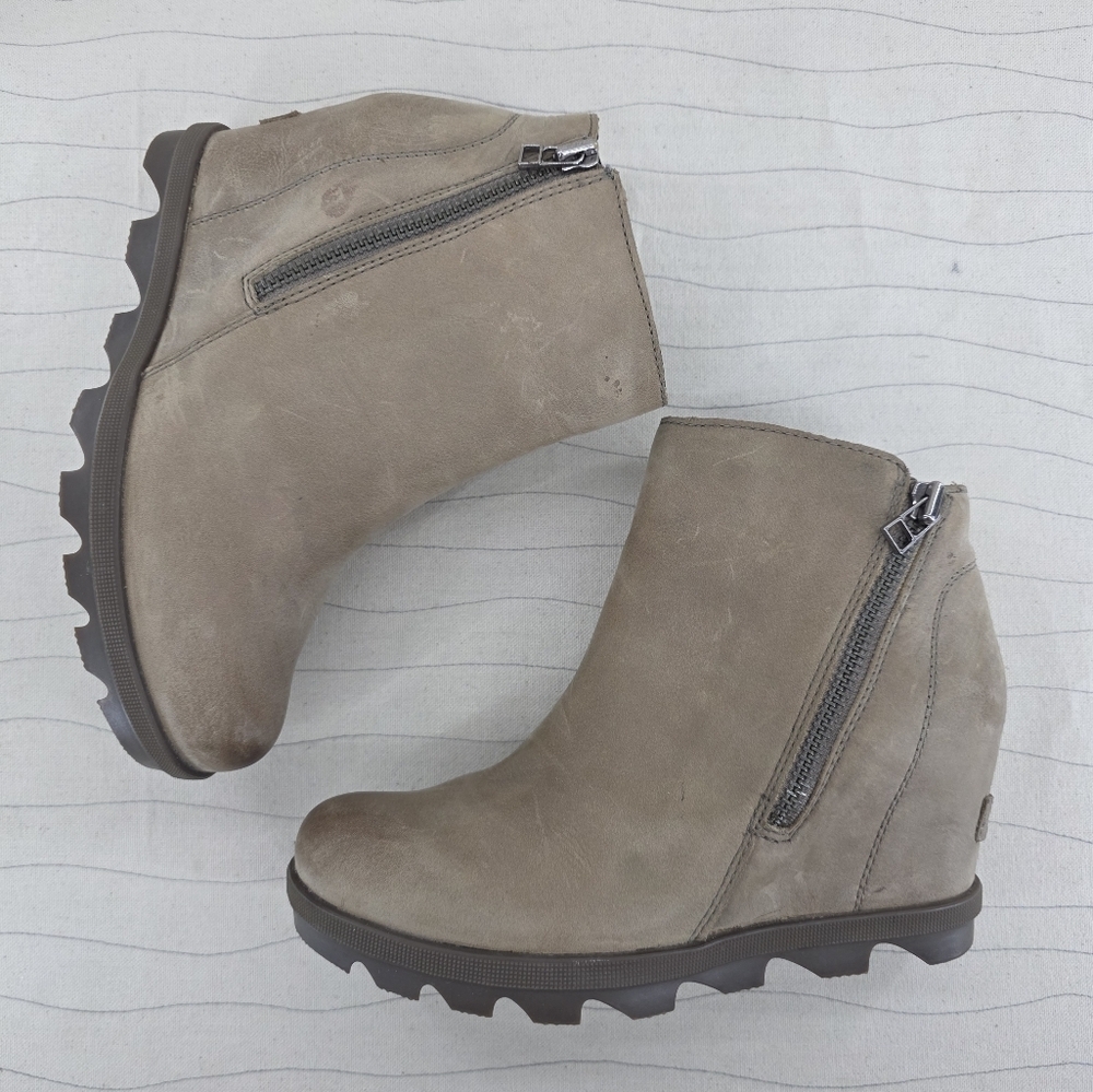 Sorel Womens Joan of Arctic Tan Leather Wedge Ankle Booties Shoe NL3365-240 Sz 7 - Picture 12 of 16